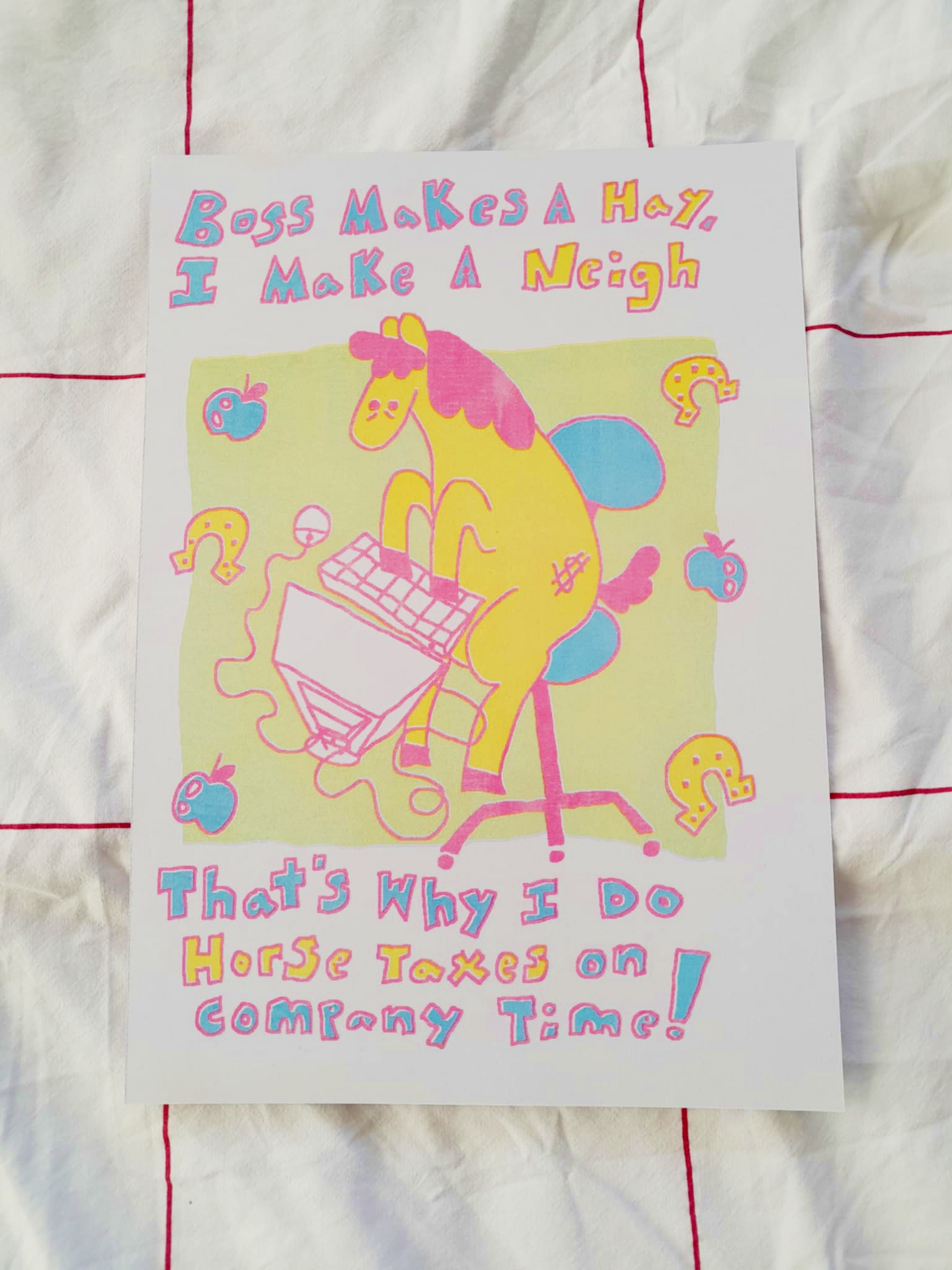 A4 Riso Horse Taxes Print