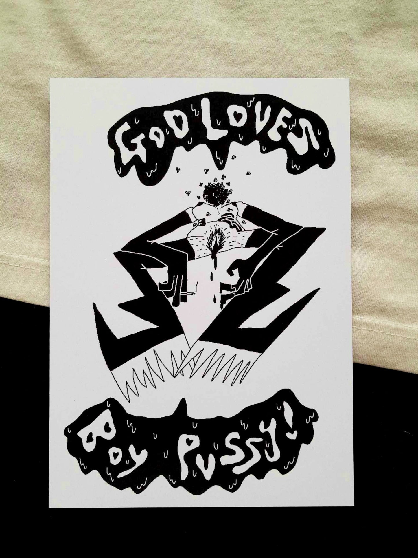 NSFW: A5 Double sided print God Loves Boy P*ssy