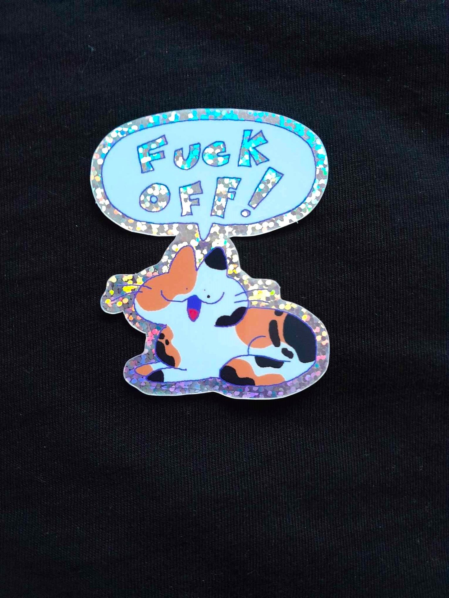 Glitter Sticker F*ck Off Cat