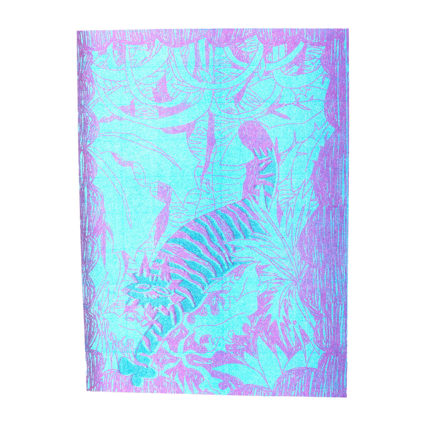 A5 Riso Printed Tiger in the jungle