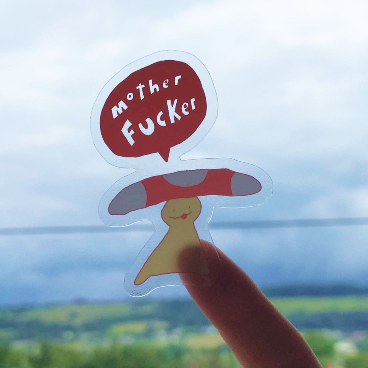 Transparent vinyl sticker Mother F*cker Mushroom